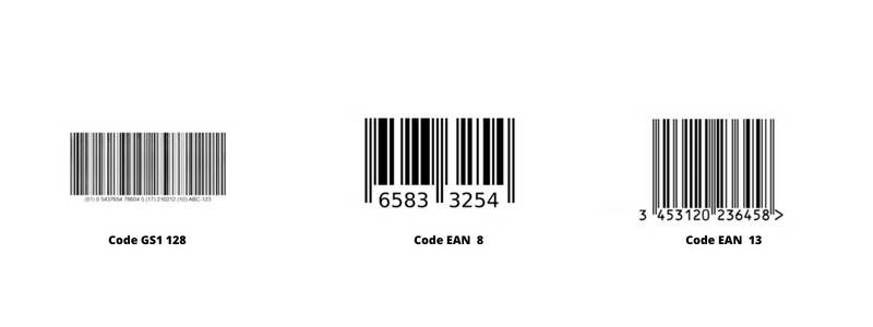 3 codes ean : code ean 8, code ean 13 et code GS1 128